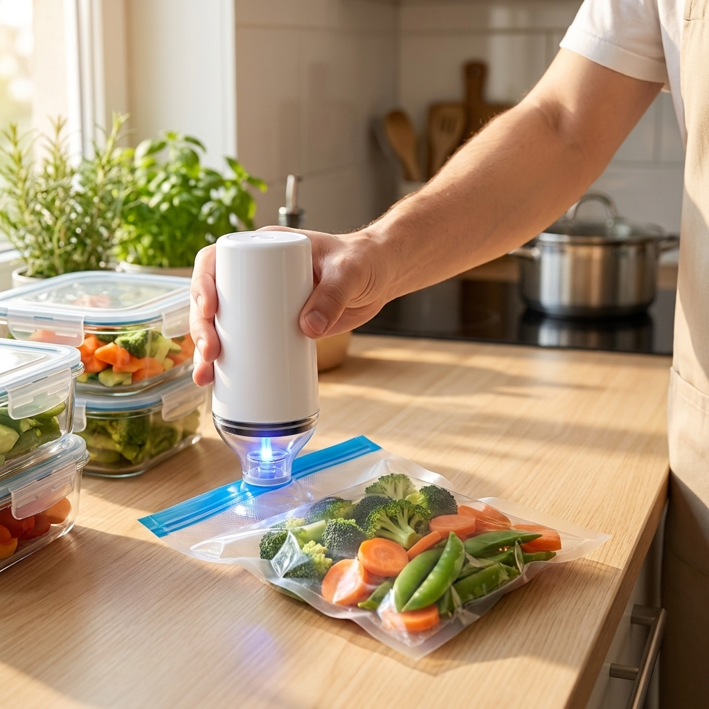 Compact Food Vacuum Sealer in use lifestyle