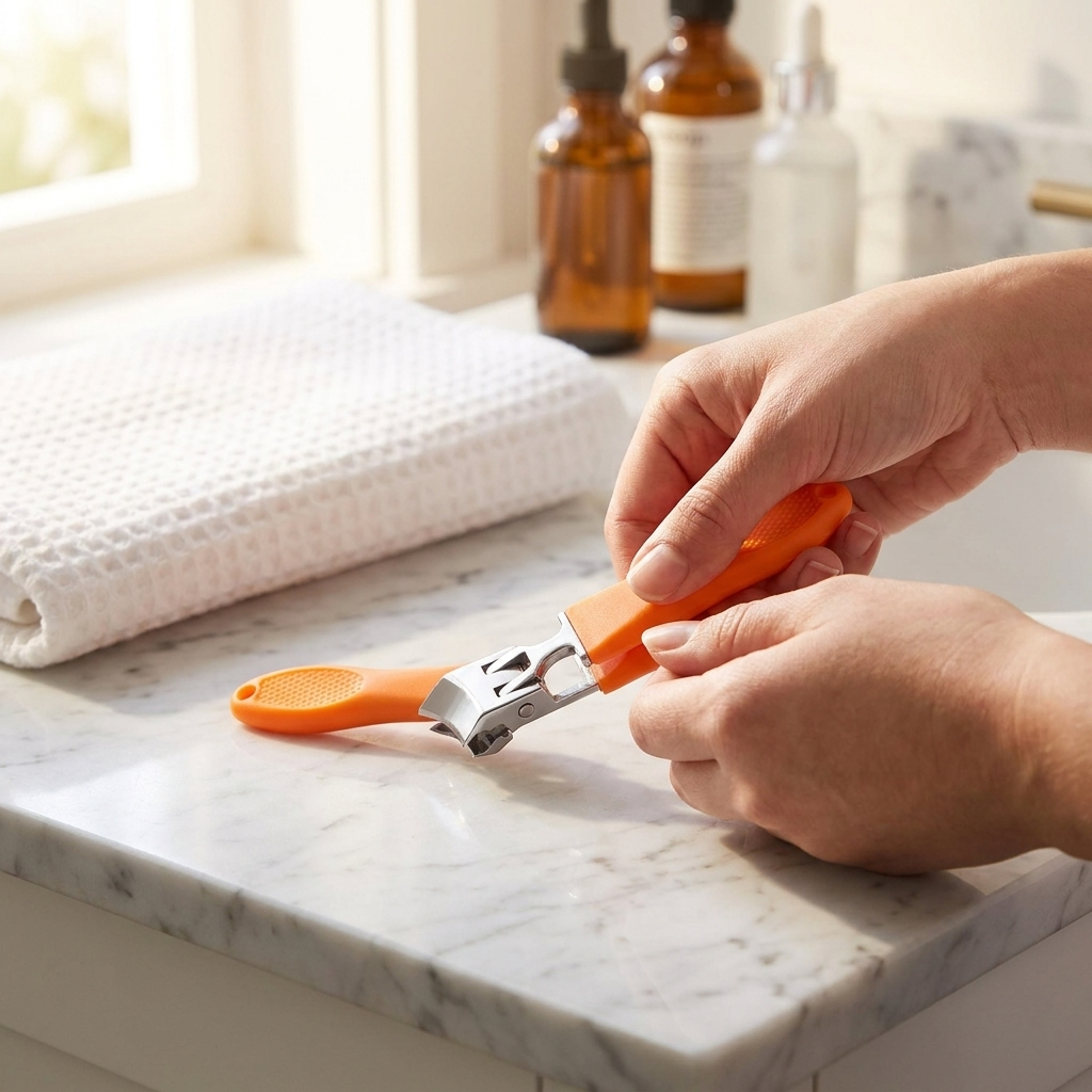 Precision Wide-Jaw Nail Clipper in use lifestyle