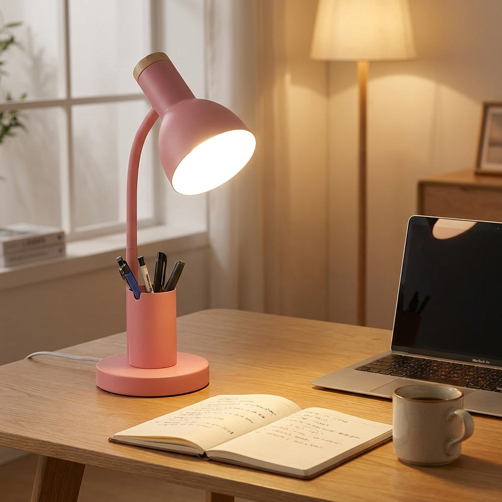 Nordic LED Table Lamp Pen Holder on desk