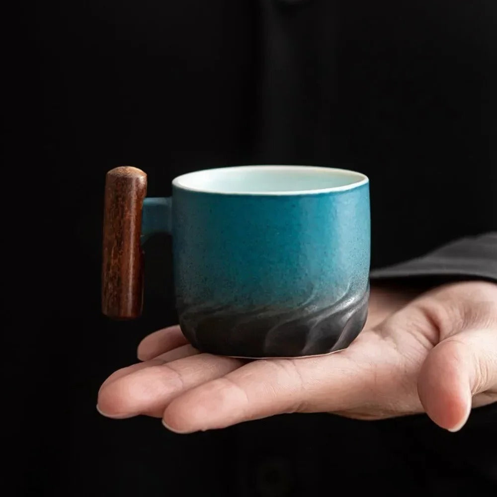 Vintage Espresso Cups with Wooden Handles
