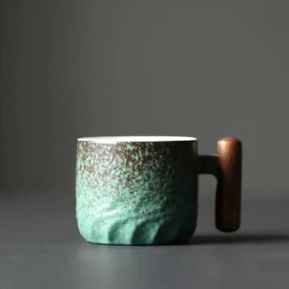 Vintage Espresso Cups with Wooden Handles