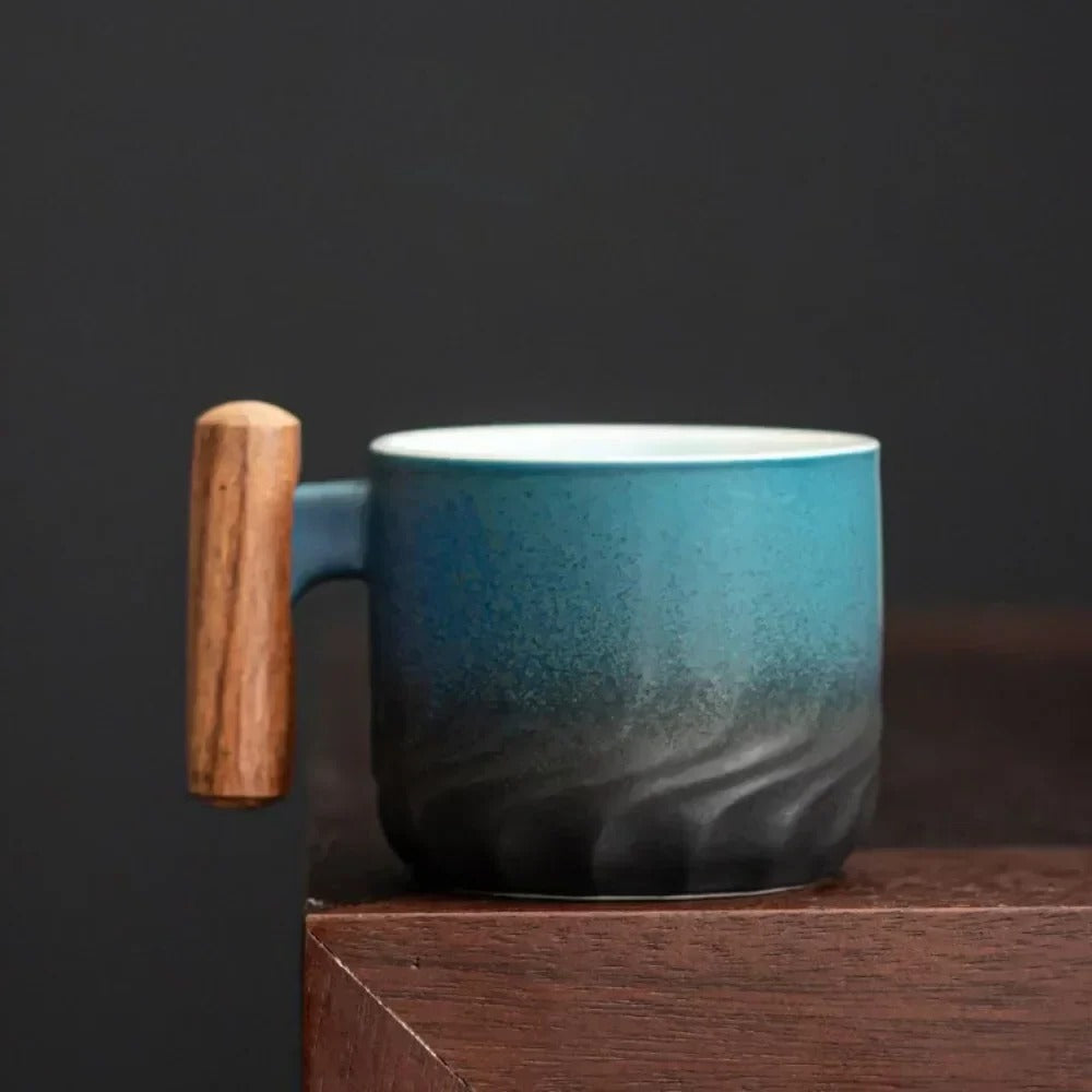 Vintage Espresso Cups with Wooden Handles