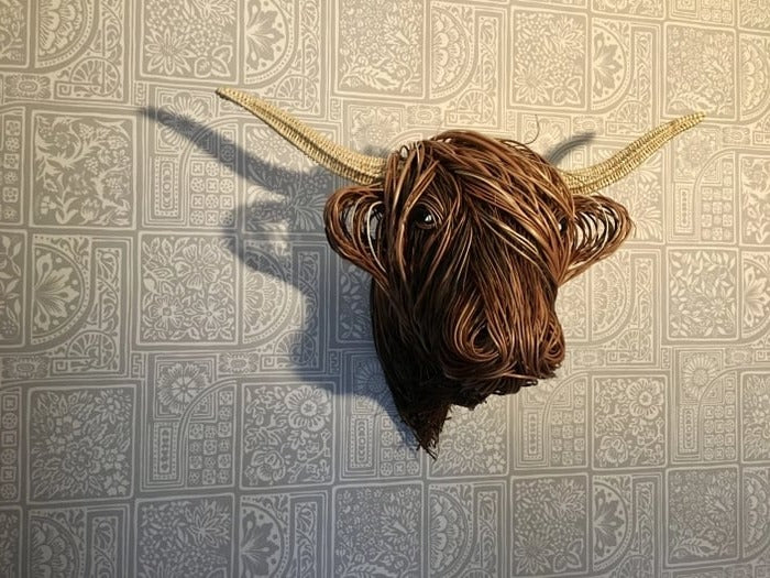 Rustic Wall-Mounted Cow Sculpture Decor