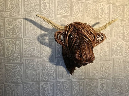Rustic Wall-Mounted Cow Sculpture Decor