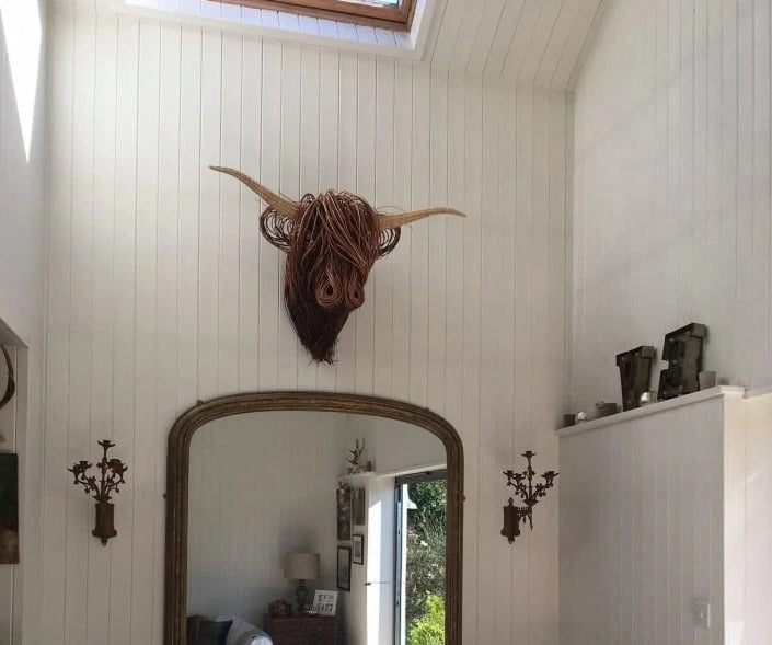 Rustic Wall-Mounted Cow Sculpture Decor