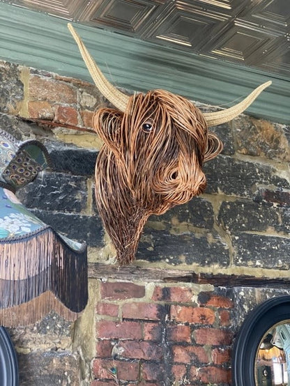 Rustic Wall-Mounted Cow Sculpture Decor