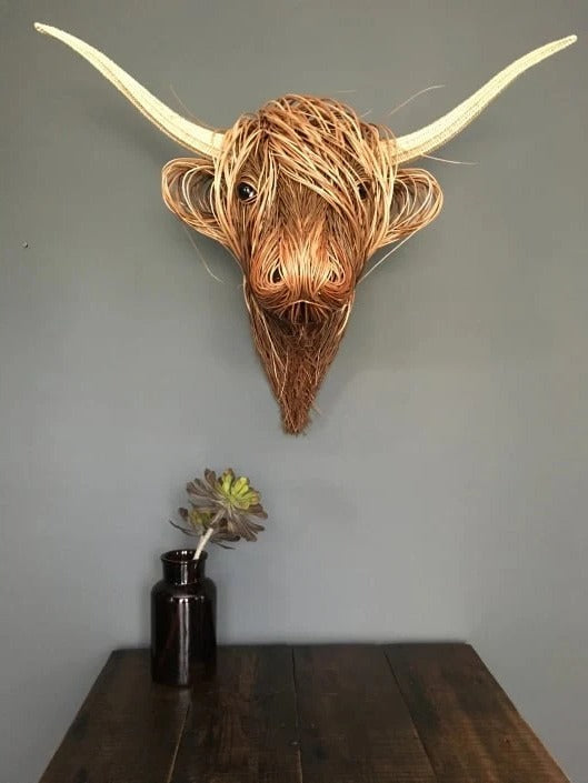 Rustic Wall-Mounted Cow Sculpture Decor
