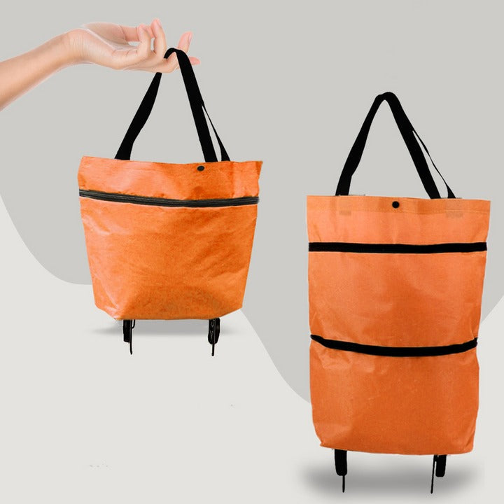 2-in-1 Foldable Rolling Shopping Bag