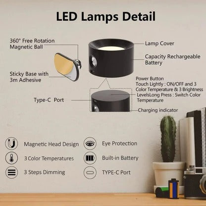 Rechargeable 360° Rotating Wall Light