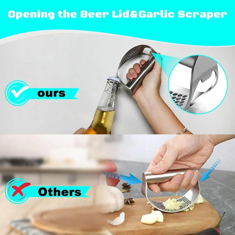 Stainless Steel Garlic Press Rocker Set
