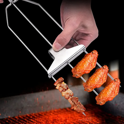 Stainless Three-Prong BBQ Skewer Set