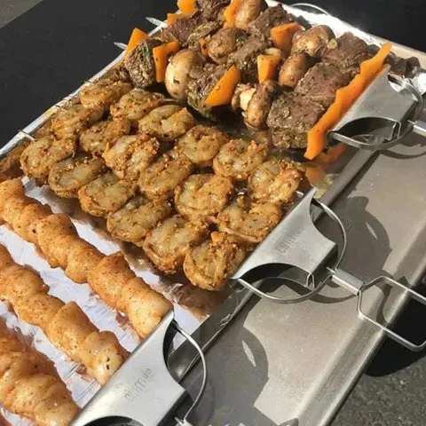 Stainless Three-Prong BBQ Skewer Set