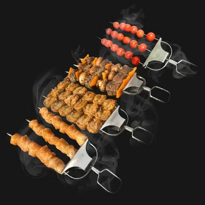 Stainless Three-Prong BBQ Skewer Set