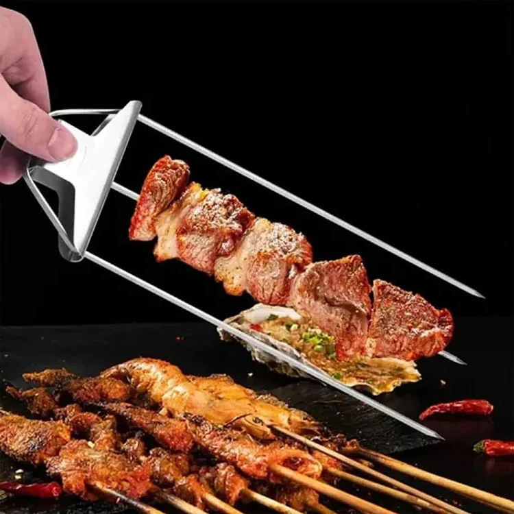 Stainless Three-Prong BBQ Skewer Set