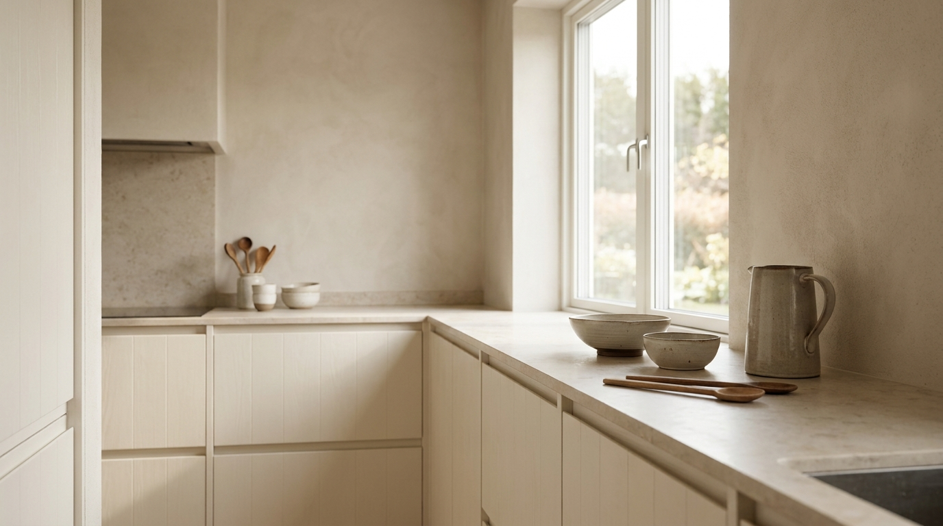 A calm, airy Scandinavian kitchen